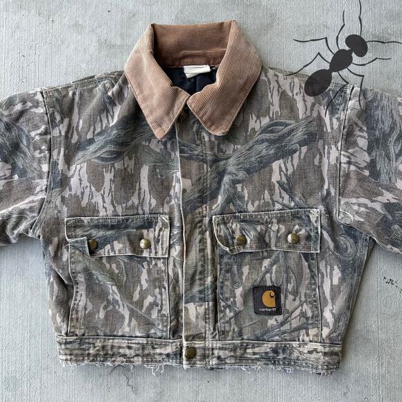 Vintage Y2K Carhartt camo cropped Detroit style work wear jacket - Picture 3 of 9